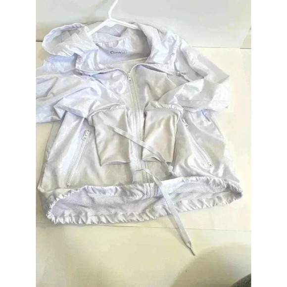 Zyia Activewear White Cheetah Leopard Windbreaker Jacket Women's Size Small - Picture 6 of 10